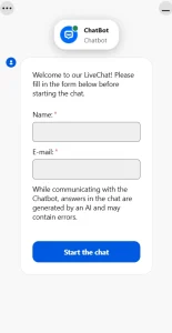 Jokabet Casino live chat form with name and email fields